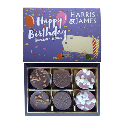 Happy Birthday Gift Box Filled With Milk and White chocolate truffles