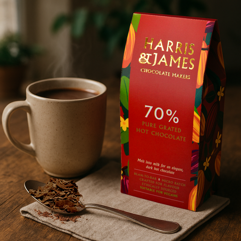 Decadent Bean to Bar - Hot chocolate Flakes 70% classic dark chocolate 220g