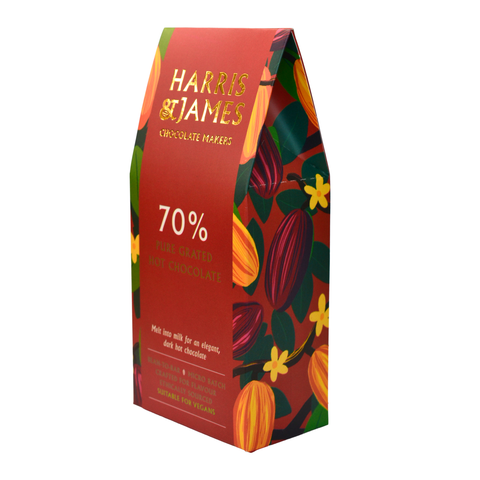 Decadent Bean to Bar - Hot chocolate Flakes 70% classic dark chocolate 220g