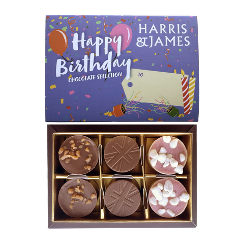 Happy Birthday Gift Box Filled With Milk and White chocolate truffles