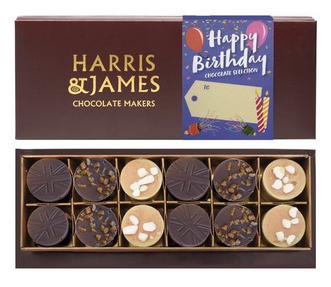 Happy Birthday Gift Box Filled With Milk and White chocolate truffles