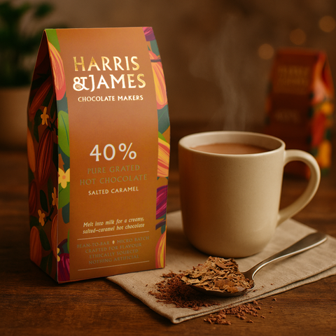 Decadent Bean to Bar - Salted Caramel Hot chocolate Flakes 40% 220g