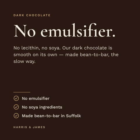 Harris & James 70% dark chocolate buttons - no emulsifier, no soya
