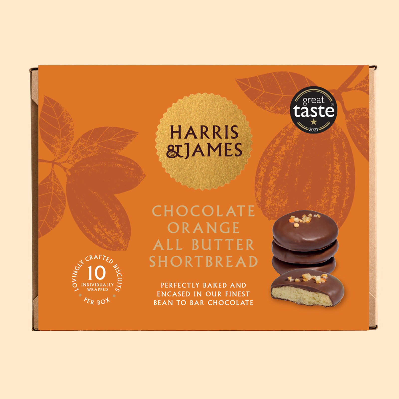 H&J Chocolate Orange All Butter Shortbread Biscuits