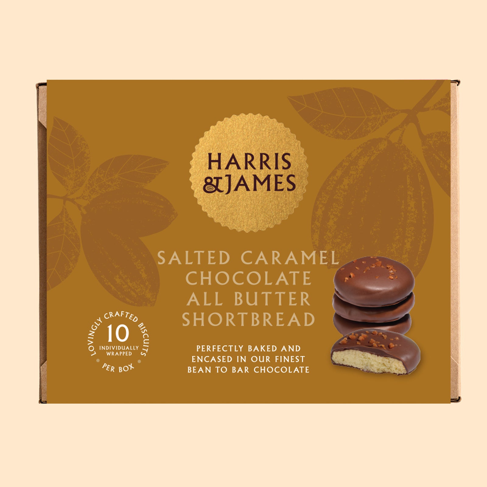 H&J Salted Caramel Chocolate All Butter Shortbread Biscuits
