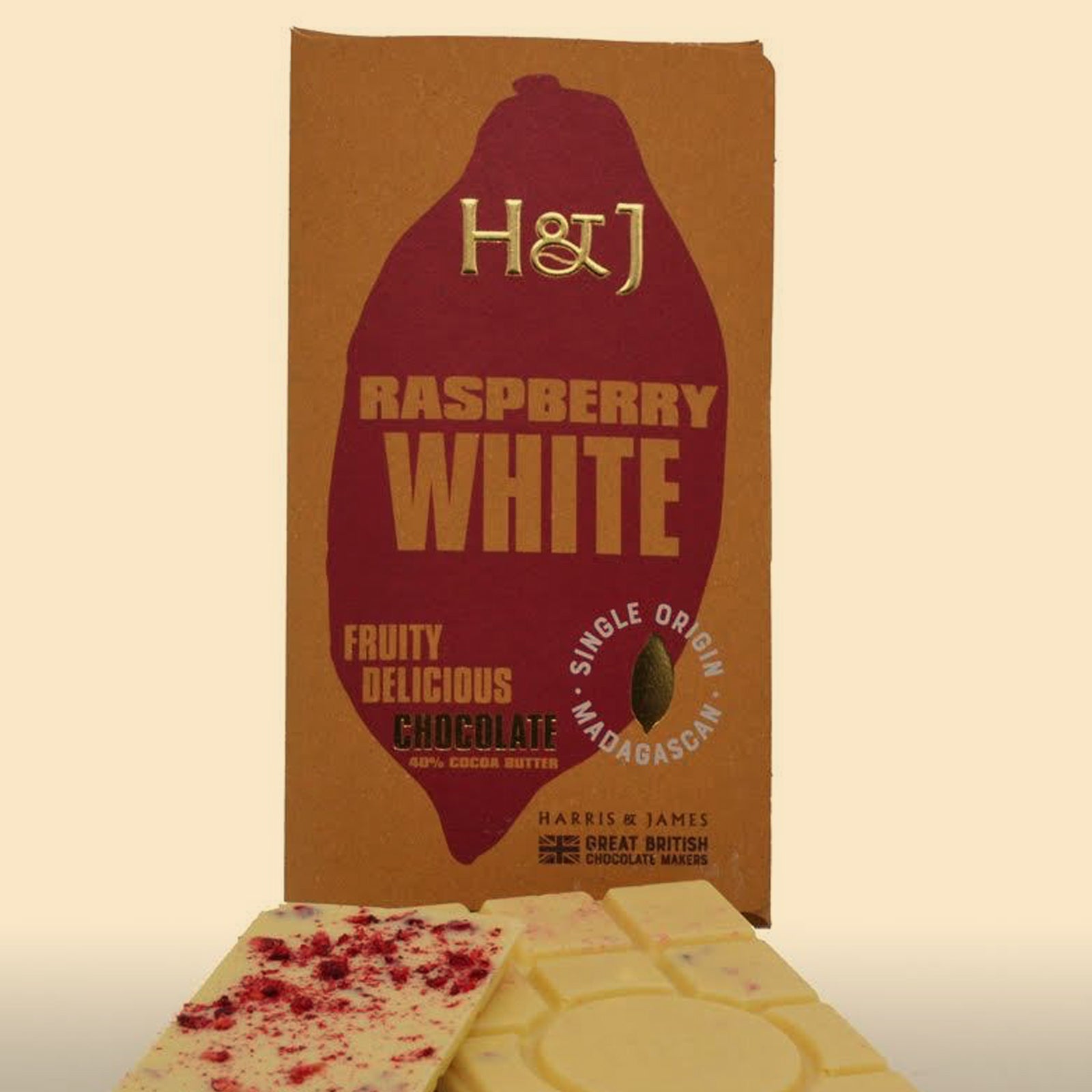H&J Raspberry White Chocolate Bar
