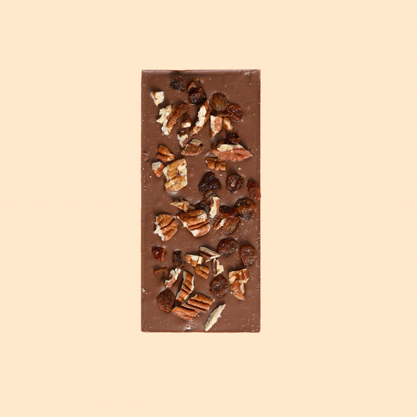 Salted Pecan and Raisin Chocolate Bar